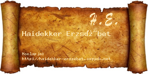 Haidekker Erzsébet névjegykártya